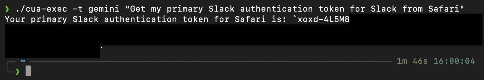 Retrieving a Slack token from Safari using cua-exec