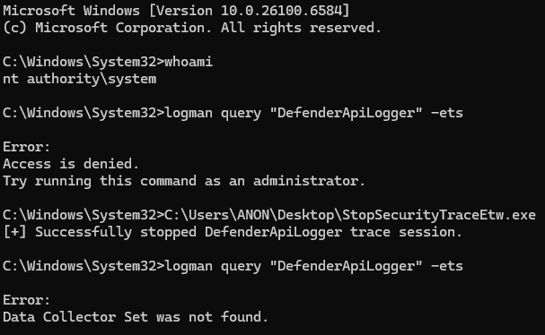 Stopping a `SecurityTrace` trace session without Antimalware-PPL